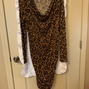 ❌SOLD❌Michael Kors leopard dress drape front